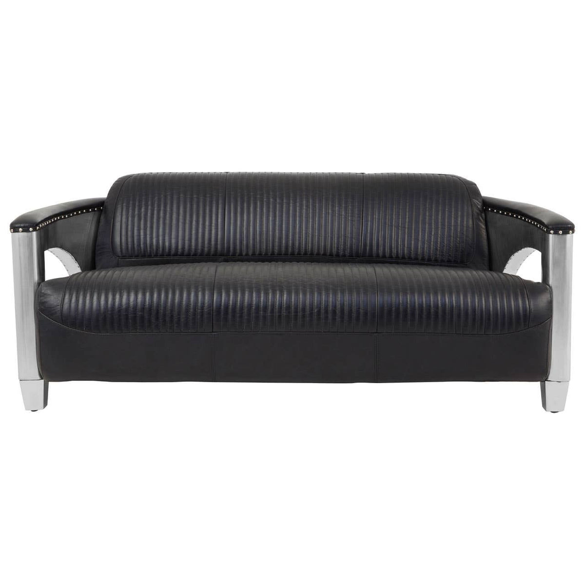 Victor 3 Seat Black Leather Sofa