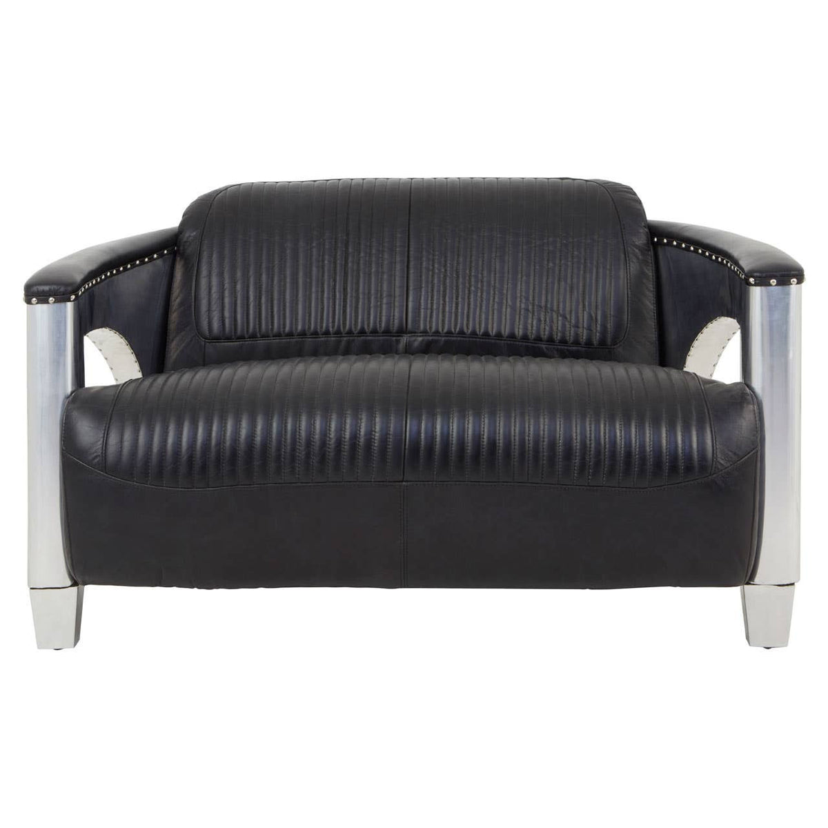 Victor 2 Seat Black Leather Sofa