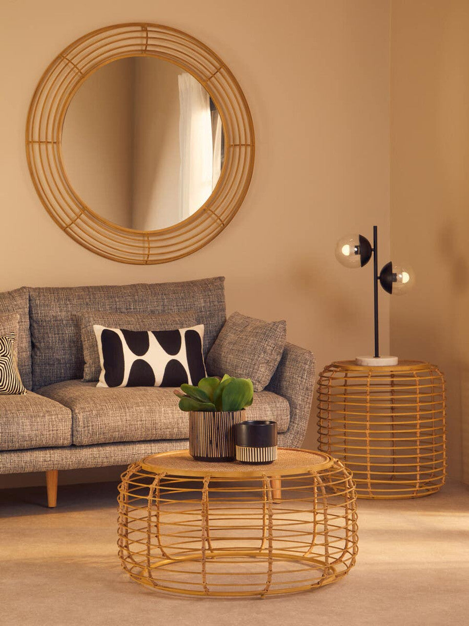 Trento Antique Gold Round Wall Mirror