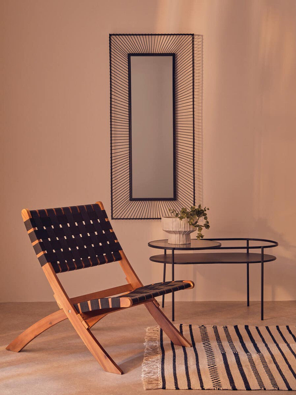 Trento Wall Mirror with Black Metal Frame