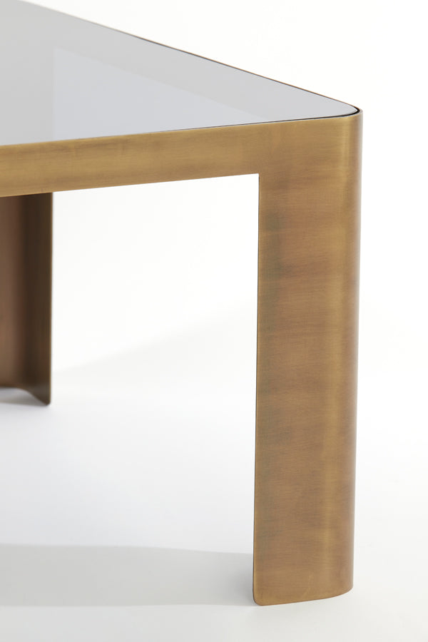 Coffee table S/2 50x50x30+75x75x40 cm OXE ant. br+smoked gl.