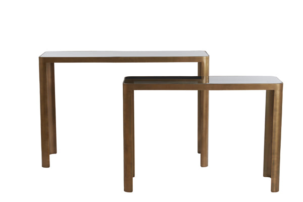 Console S/2 100x30x70+120x35x80 cm OXE ant. br+smoked gl.