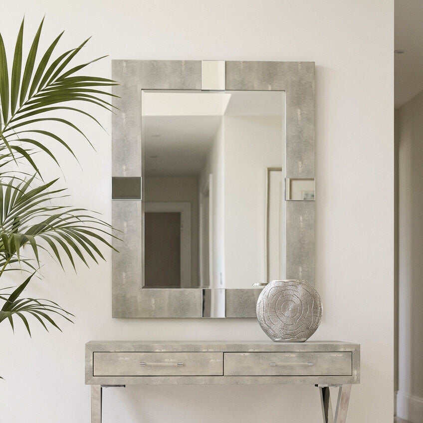 Cardona Grey Shagreen Effect Wall Mirror