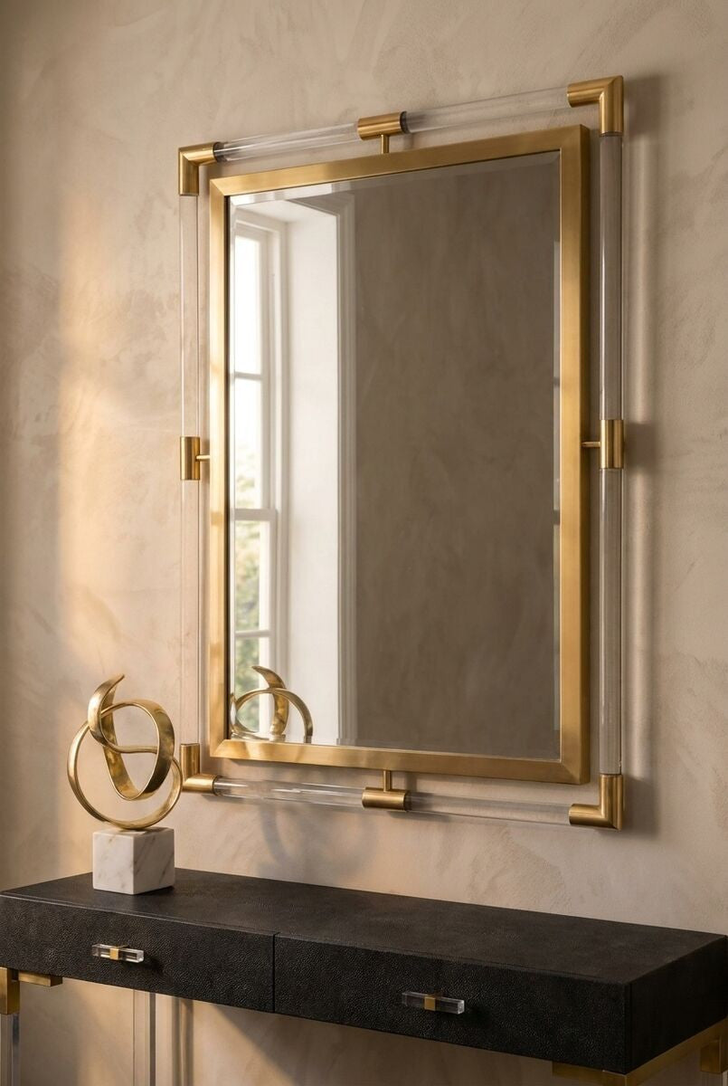 Cardona Wall Mirror with Clear and Matt Gold Frame