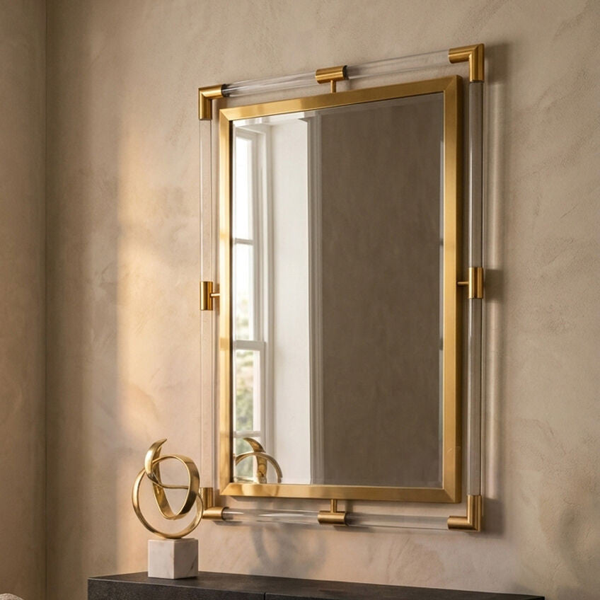 Cardona Wall Mirror with Clear and Matt Gold Frame