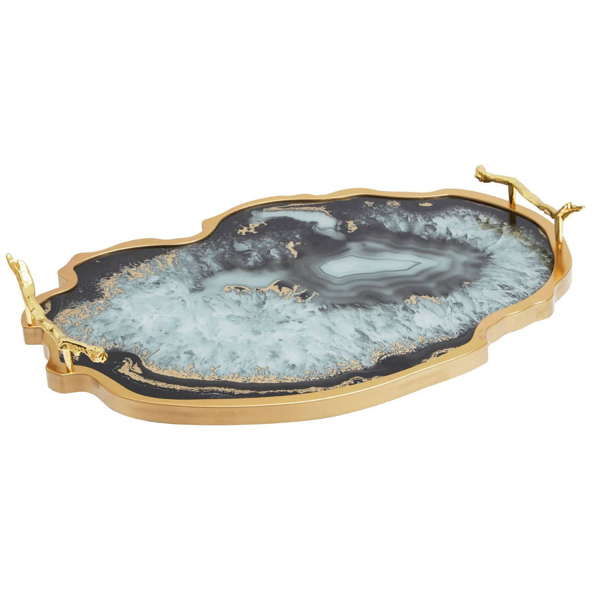 Celina Black And Gold Agate Tray