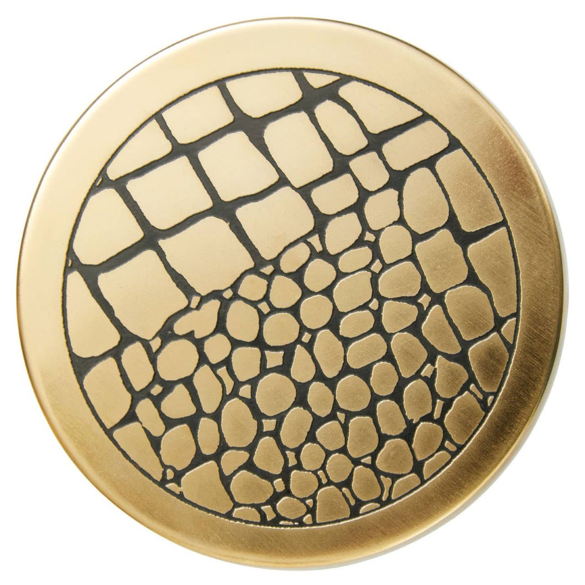 Meko Set of 4 Gold Finish Croc Pattern Coasters And Holder
