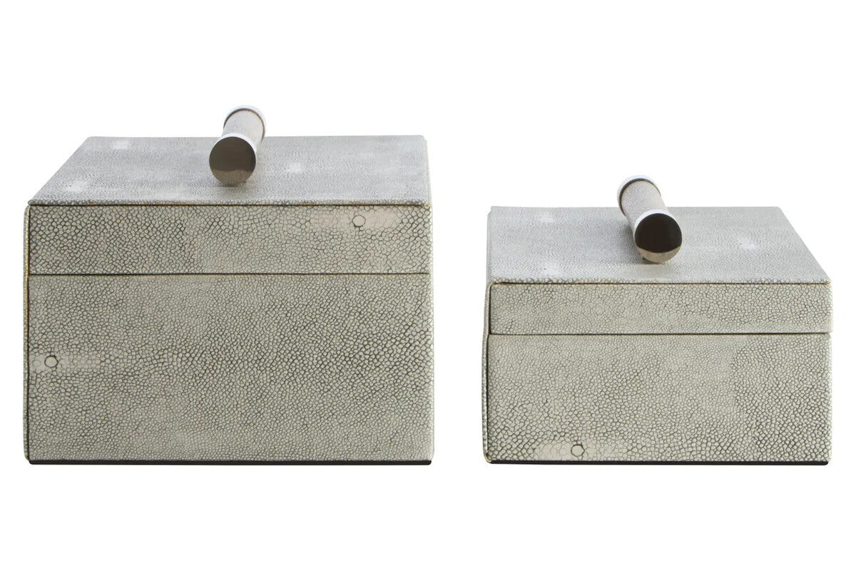 Cardona Set of Two Grey Shagreen Effect Trinket Boxes
