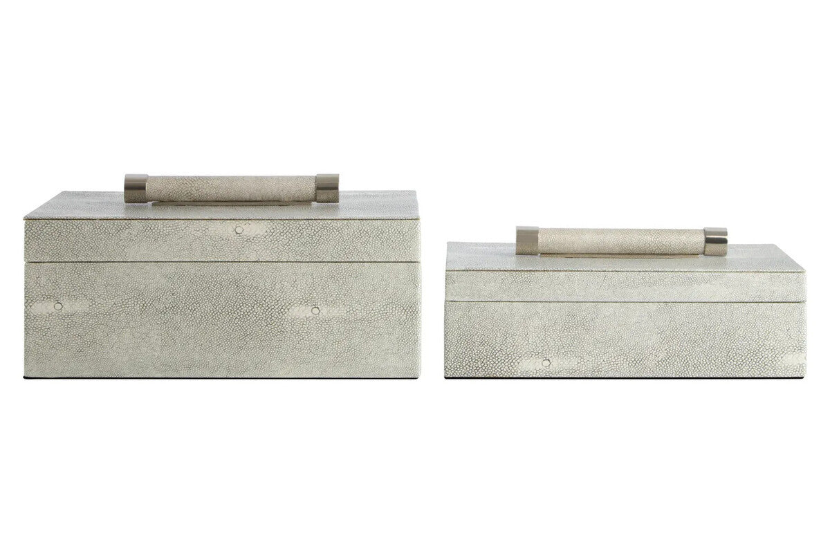 Cardona Set of Two Grey Shagreen Effect Trinket Boxes