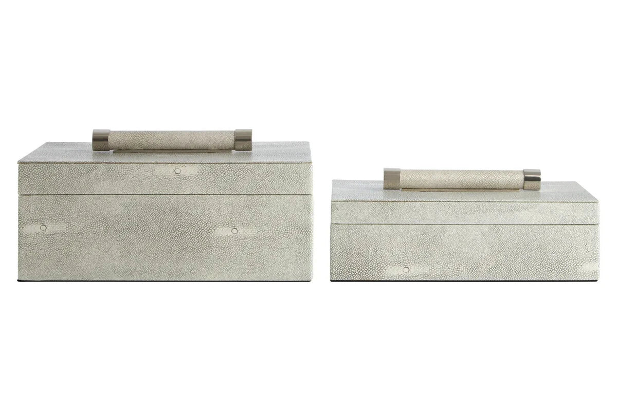 Cardona Set of Two Grey Shagreen Effect Trinket Boxes