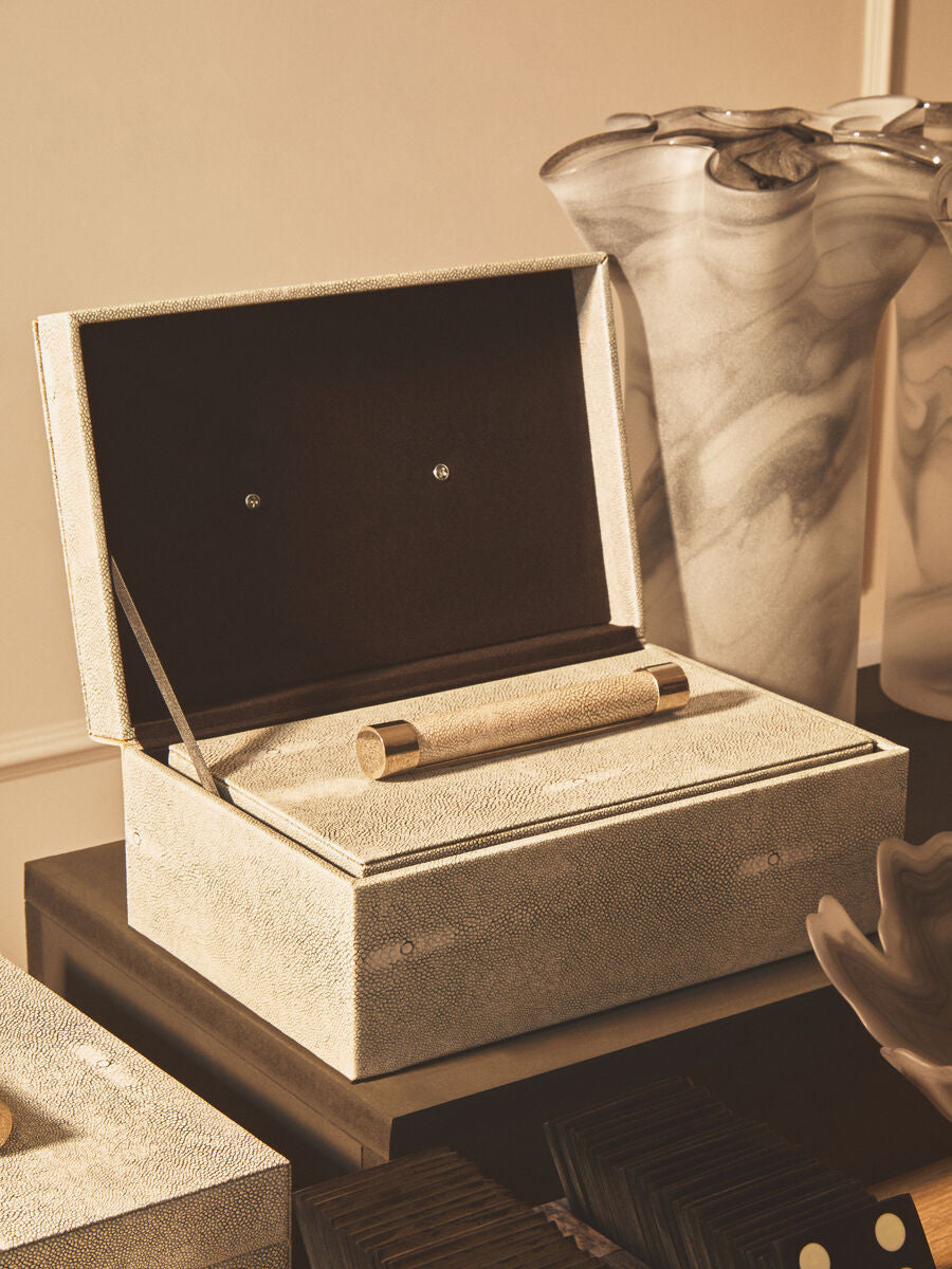 Cardona Set of Two Grey Shagreen Effect Trinket Boxes