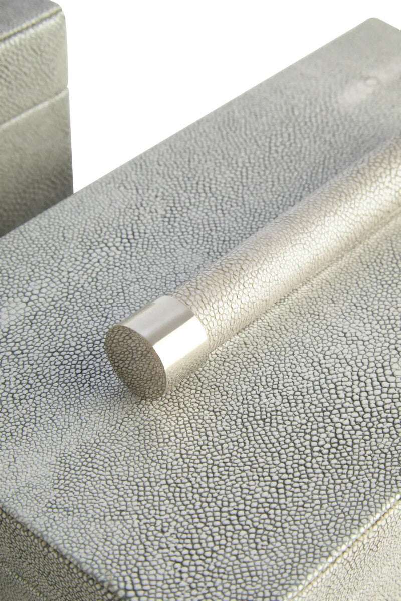 Cardona Set of Two Grey Shagreen Effect Trinket Boxes