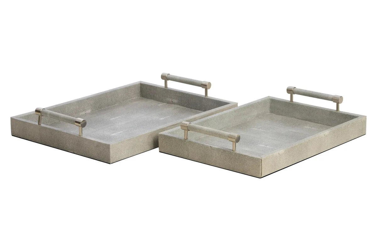 Cardona Set of Two Grey Shagreen Effect Trays