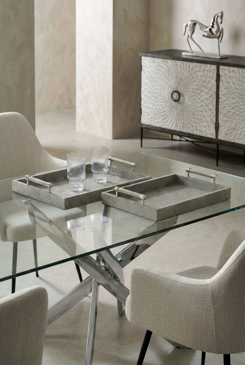 Cardona Set of Two Grey Shagreen Effect Trays