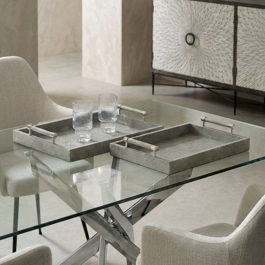 Cardona Set of Two Grey Shagreen Effect Trays