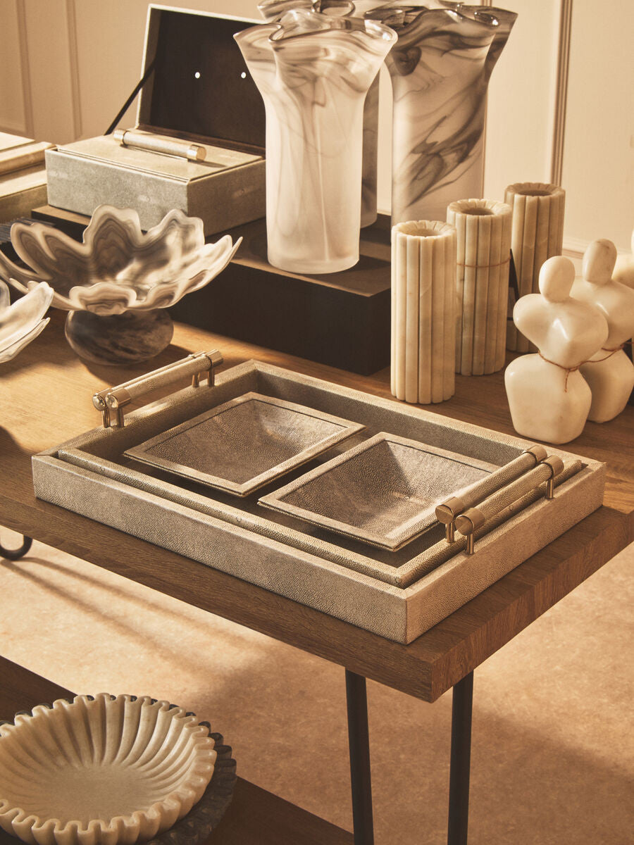 Cardona Set of Two Grey Shagreen Effect Trays
