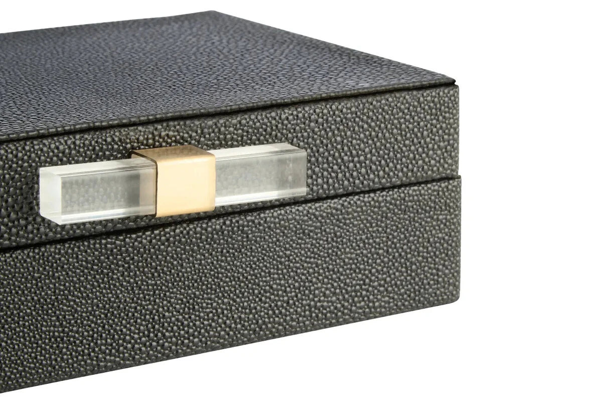 Cardona Set of Two Black Shagreen Effect Trinket Boxes