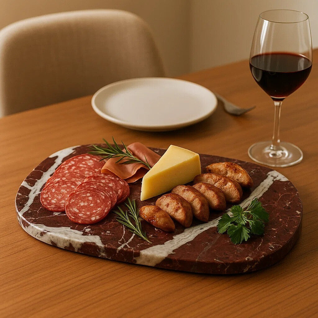 Salmo Oval Red Marble Serving Board