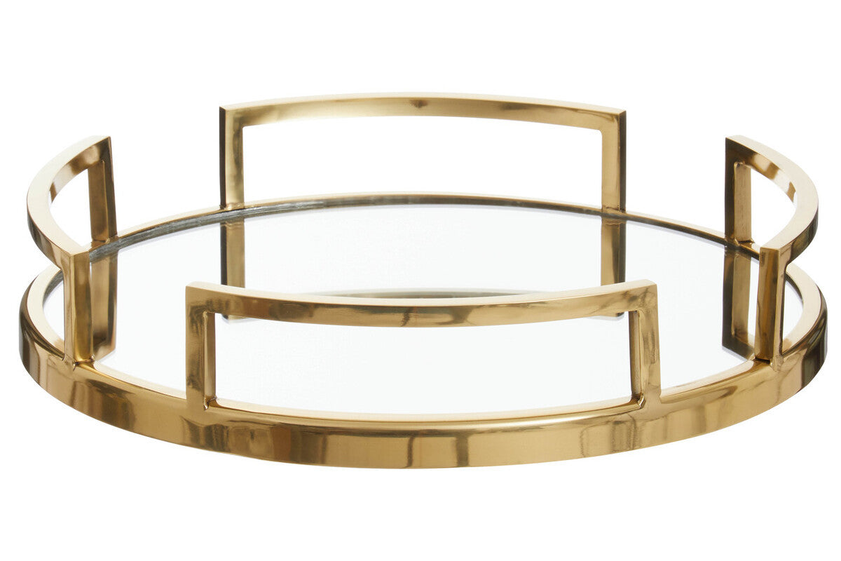Cruzar Gold Finish Mirrored Tray