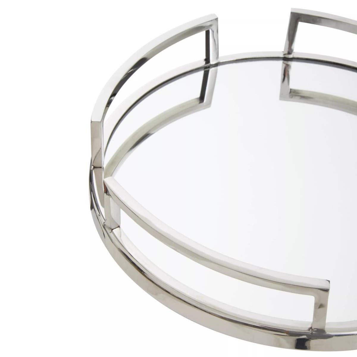 Cruzar Silver Finish Mirrored Tray