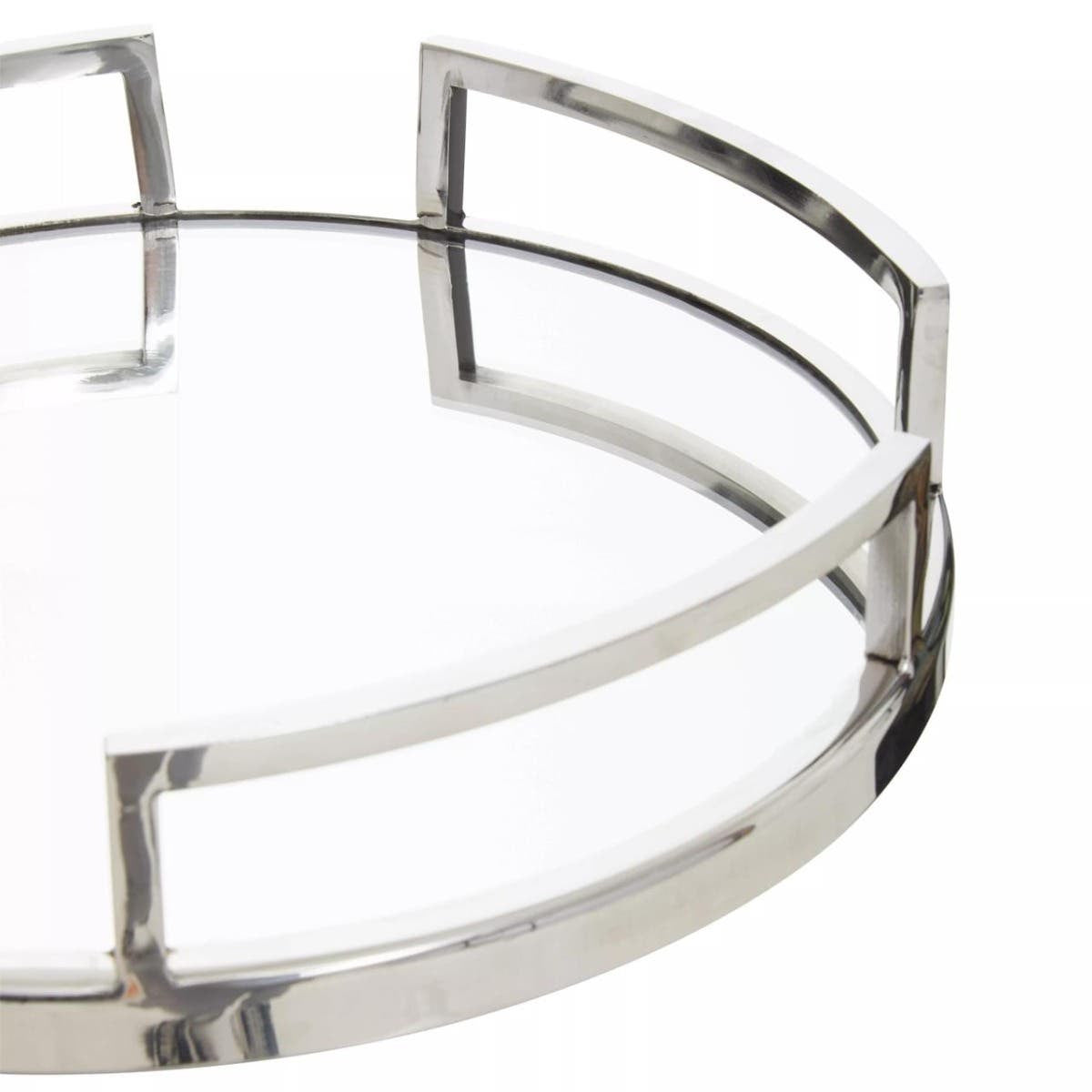 Cruzar Silver Finish Mirrored Tray