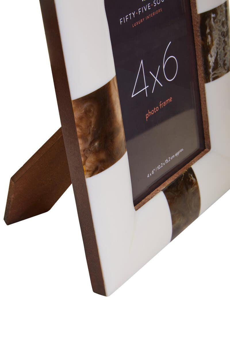 Decio 4In x 6In Cream And Brown Finish Photo Frame