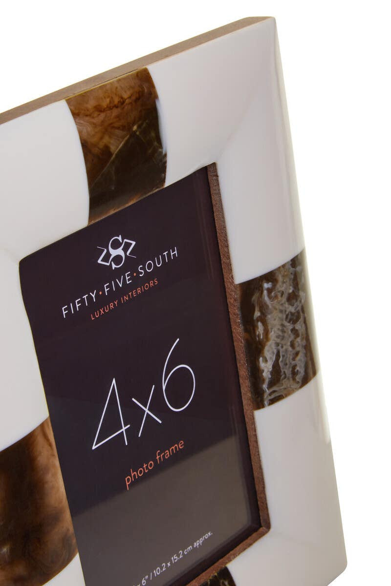 Decio 4In x 6In Cream And Brown Finish Photo Frame