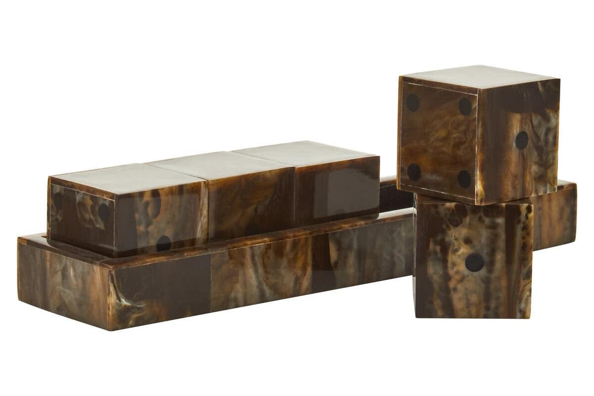 Hamilton Interiors Accessories Churchill Games Brown and Black Finish Five Dice Set House of Isabella UK