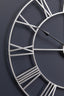 Genova 60cm Dia Silver Metal Roman Numeral Wall Clock