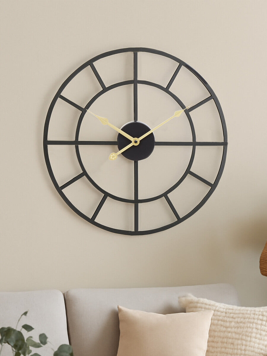 Kent 40cm Dia Small Black Finish Metal Wall Clock