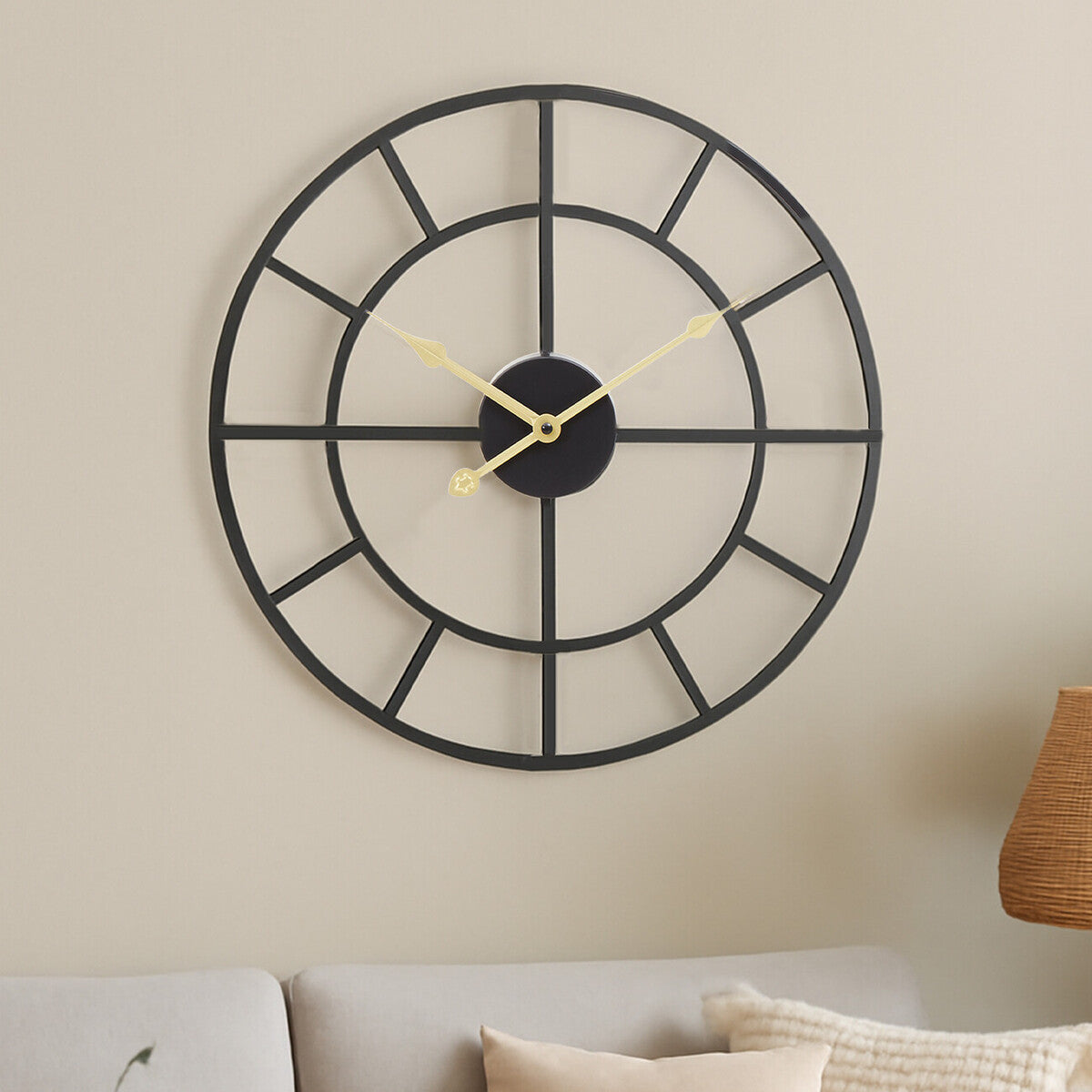 Kent 40cm Dia Small Black Finish Metal Wall Clock