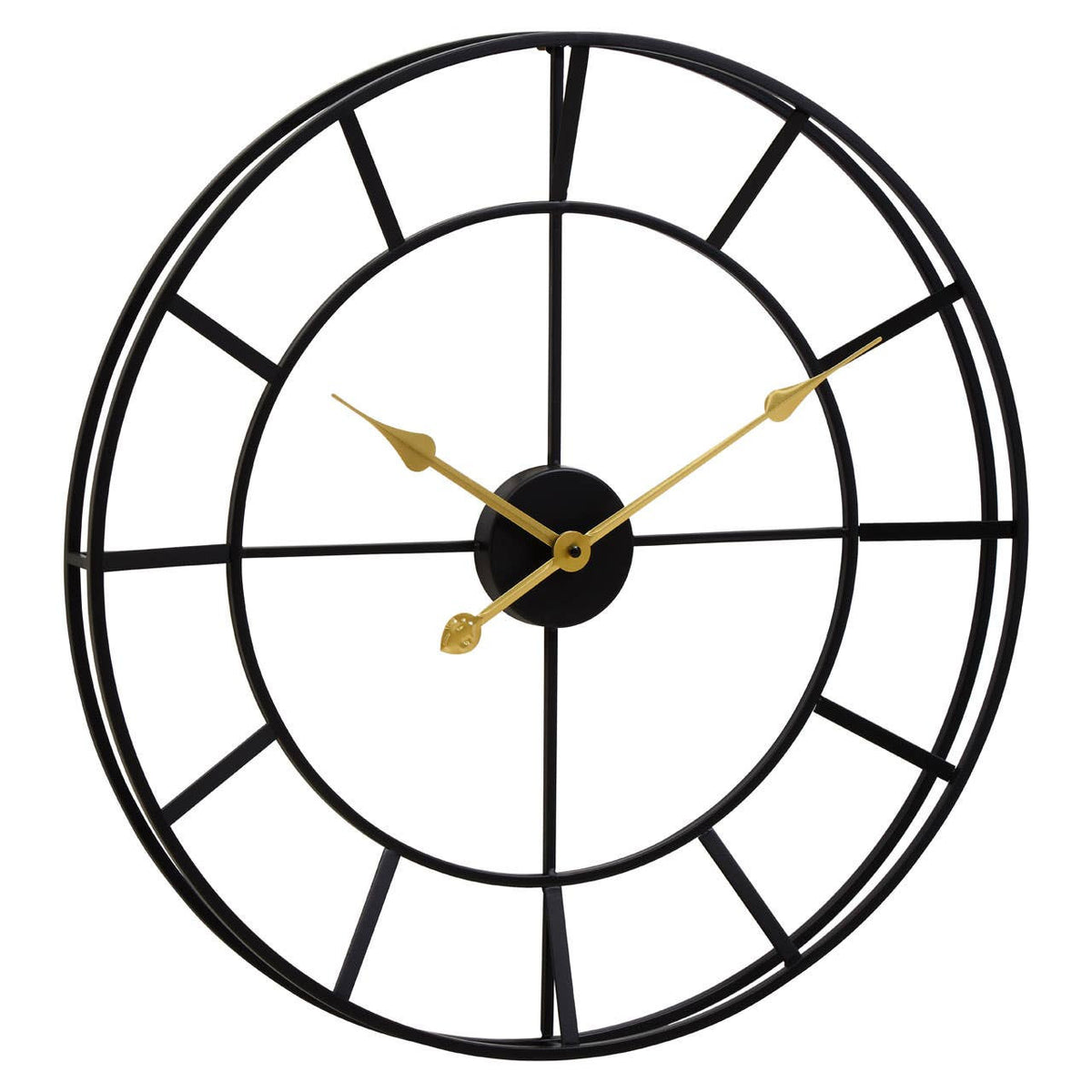 Kent 60cm Dia Large Black Finish Metal Wall Clock