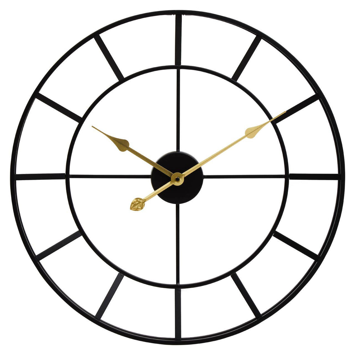 Kent 60cm Dia Large Black Finish Metal Wall Clock
