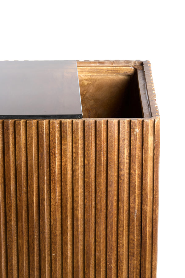 Pillar 35x35x80 cm GATURA wood dark brown+glass brown