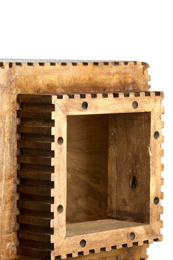 Pillar 35x35x80 cm GATURA wood dark brown+glass brown
