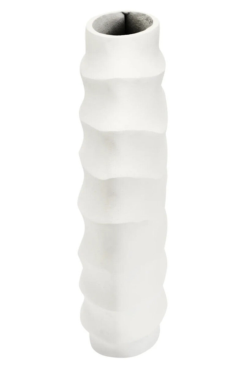 Mira Small Ivory Finish Rippled Round Vase