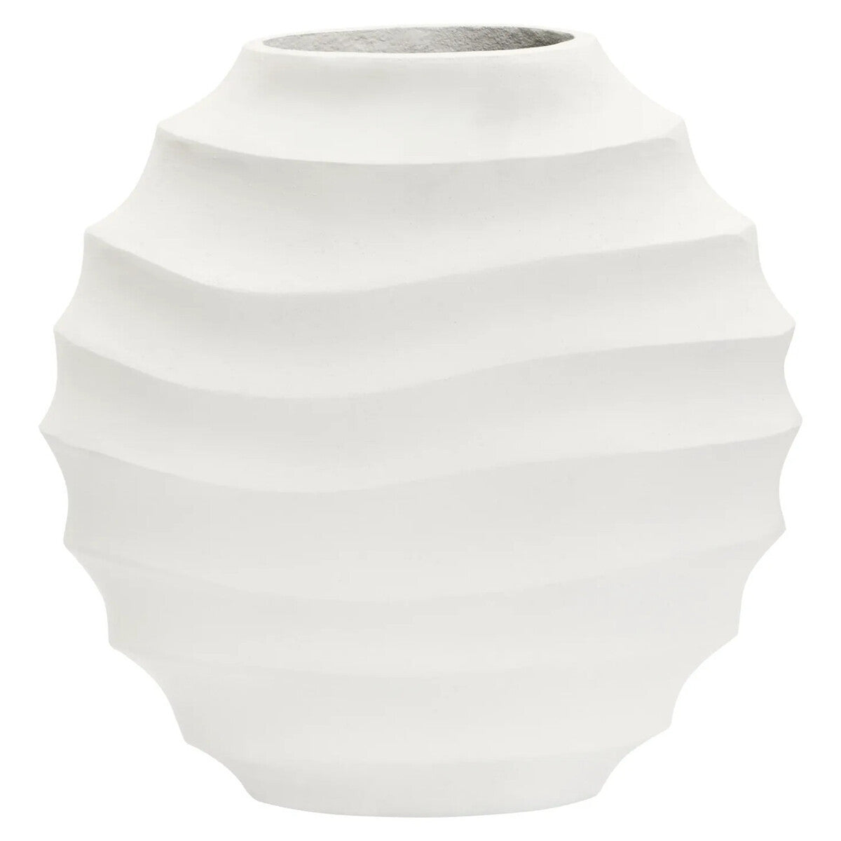 Mira Small Ivory Finish Rippled Round Vase
