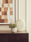 Mira Small Ivory Finish Rippled Round Vase