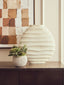 Mira Large Ivory Finish Rippled Round Vase