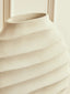 Mira Large Ivory Finish Rippled Round Vase