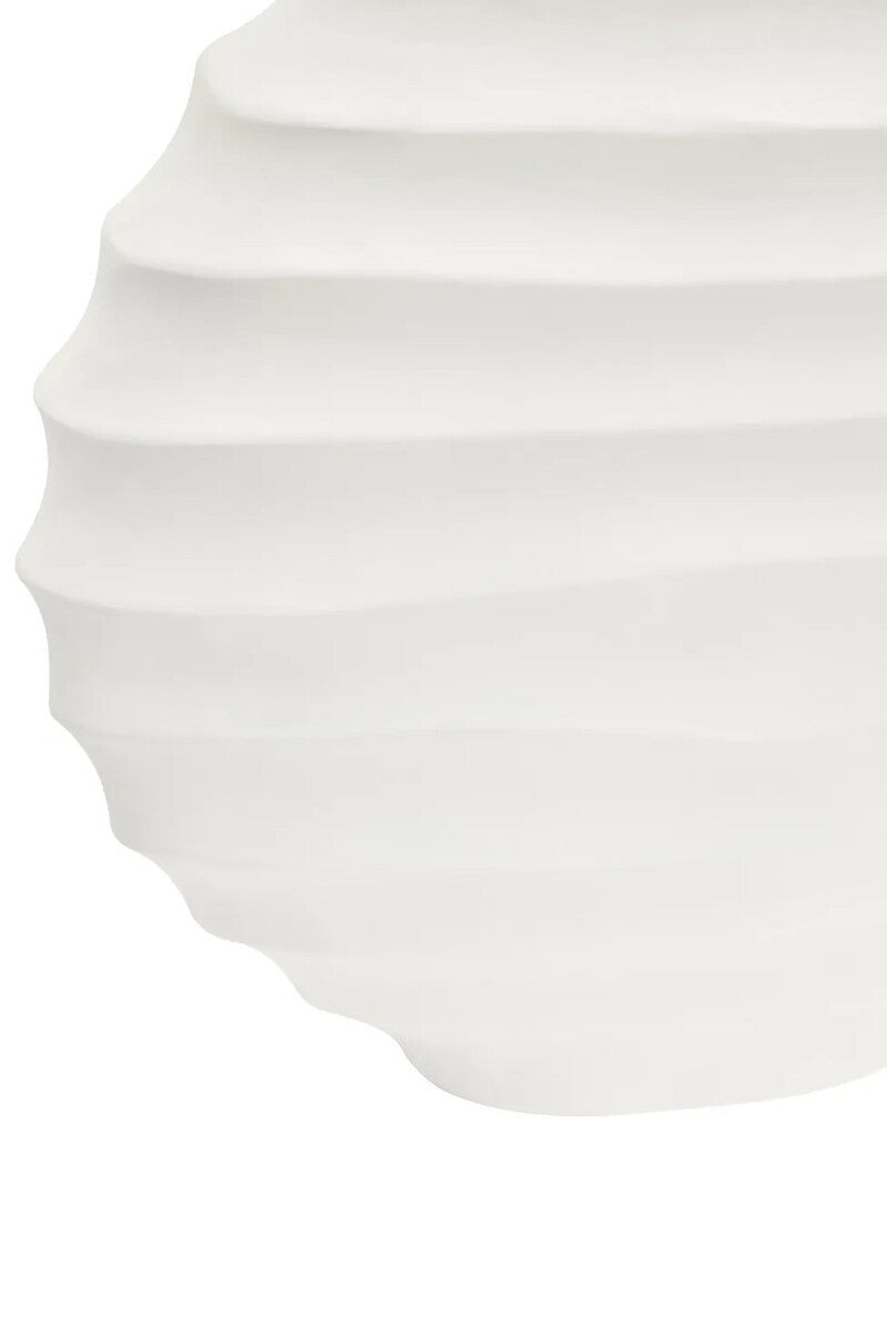 Mira Large Ivory Finish Rippled Round Vase