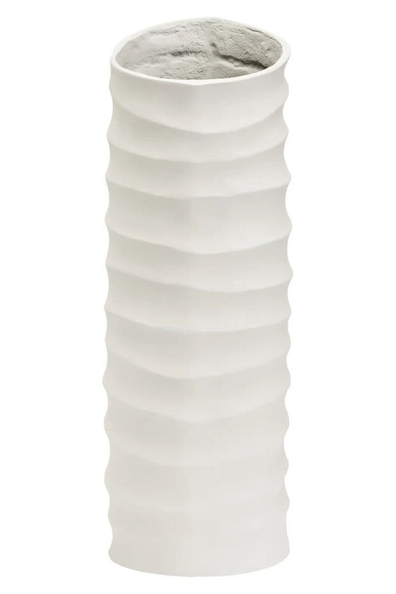 Mira Large Ivory Finish Rippled Vase