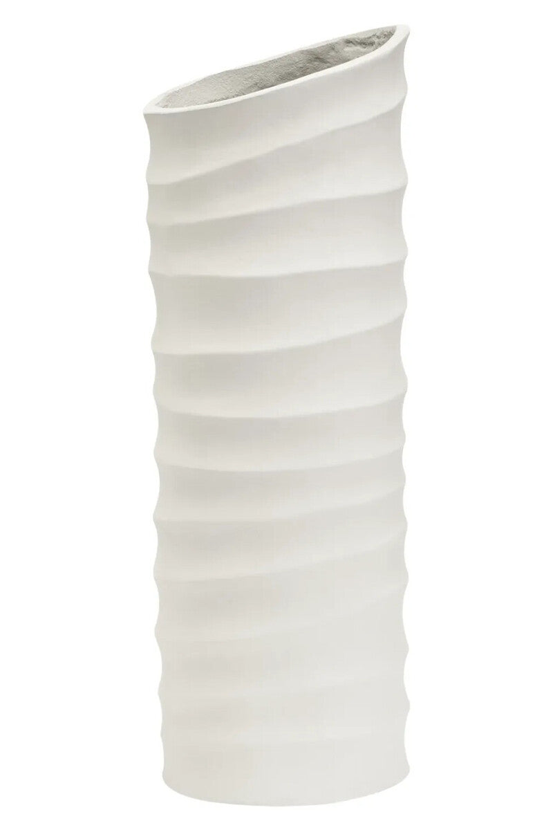 Mira Large Ivory Finish Rippled Vase