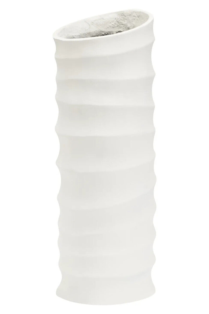 Mira Small Ivory Finish Rippled Vase