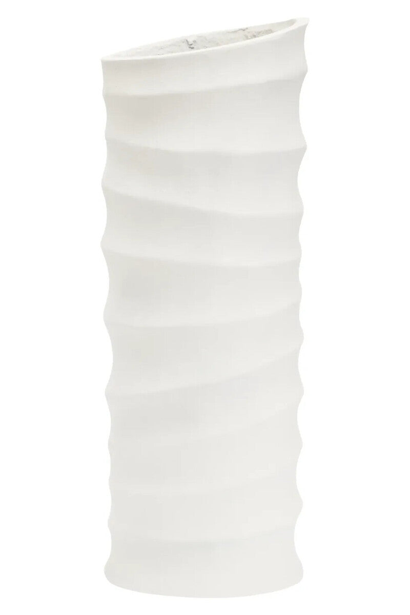Mira Small Ivory Finish Rippled Vase