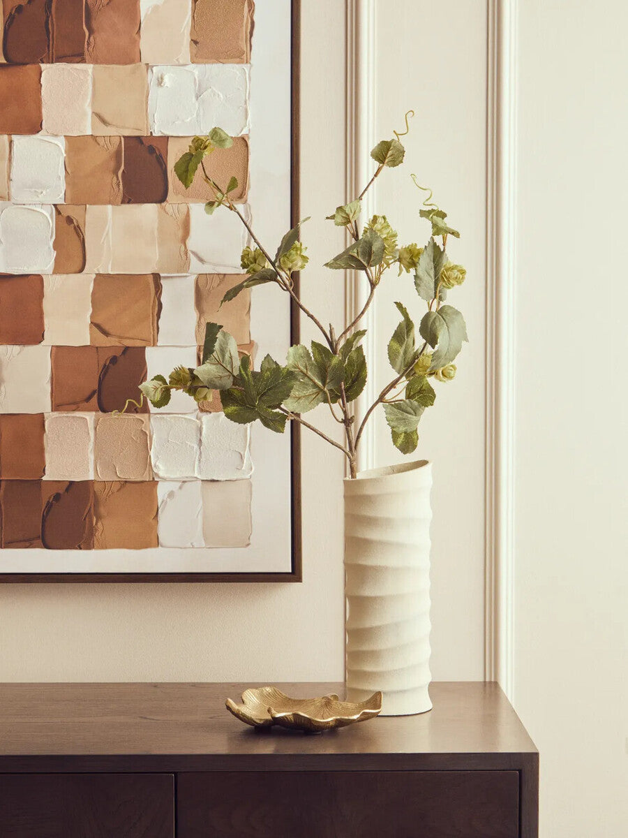 Mira Small Ivory Finish Rippled Vase