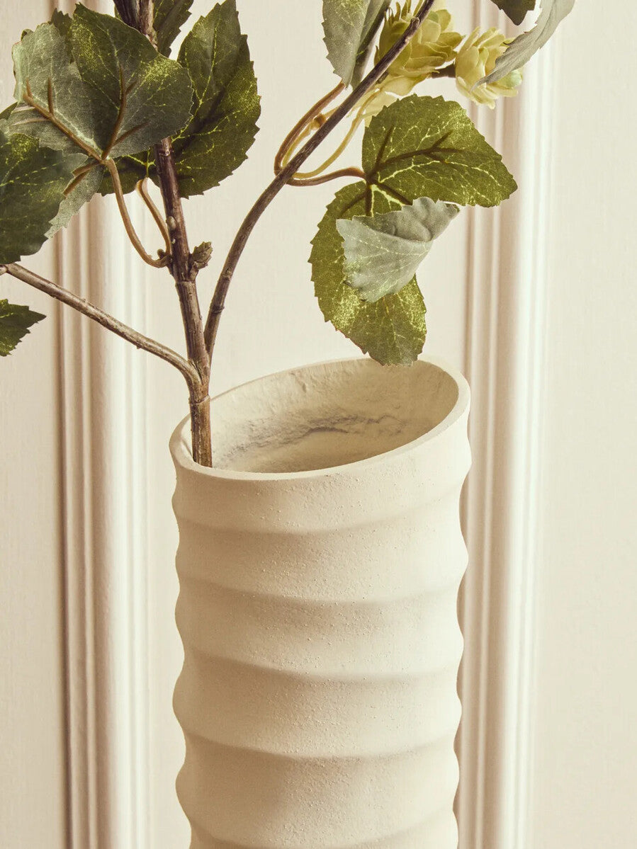 Mira Small Ivory Finish Rippled Vase