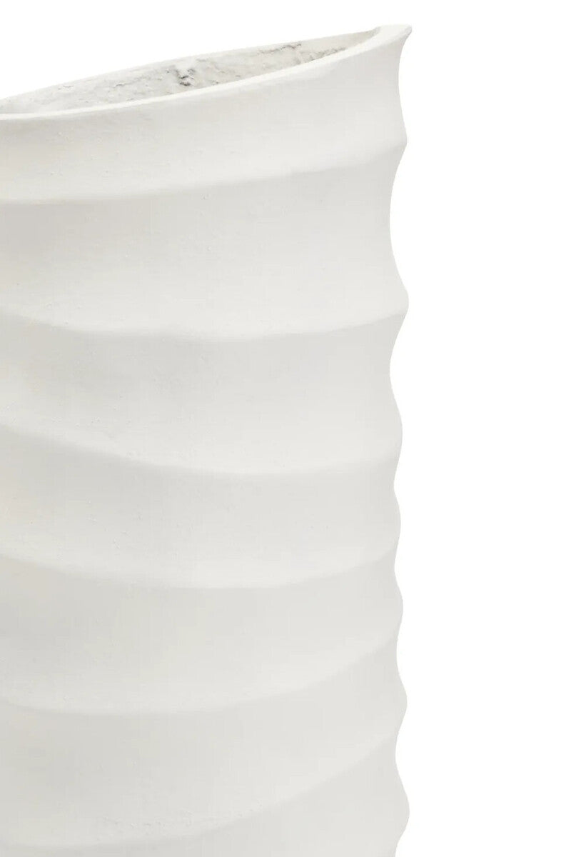 Mira Small Ivory Finish Rippled Vase