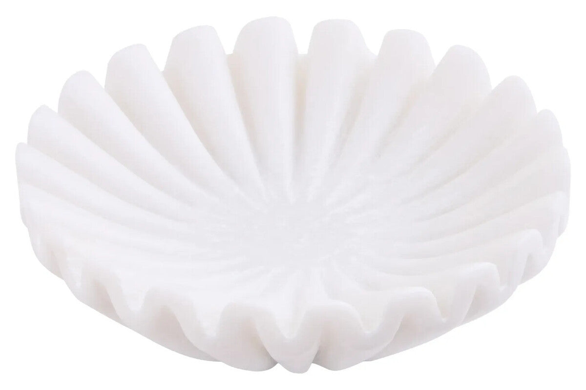 Savio White Fluted Marble Trinket Bowl