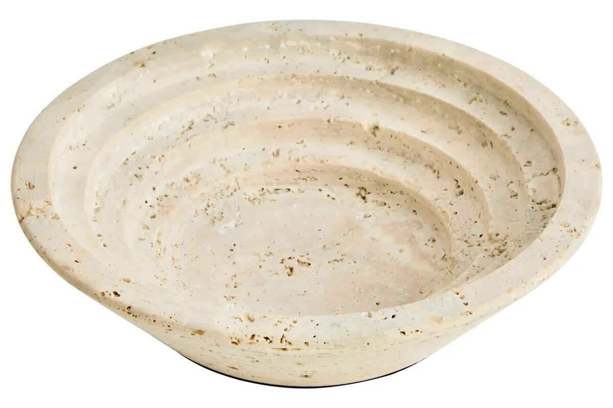 Tibor Travertine Round Tapered Bowl